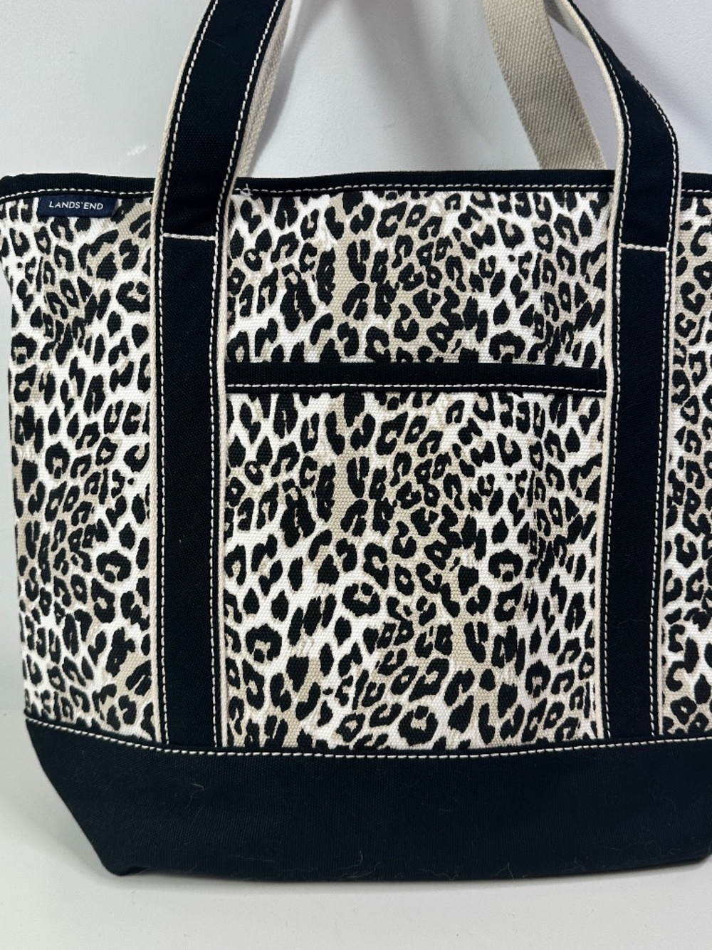 Lands’ End Canvas Zip Tote Bag Cheetah Print - Picture 4 of 15